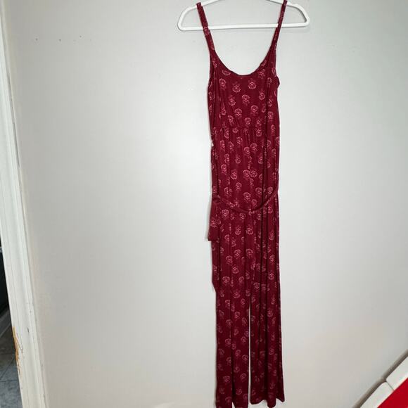 Market & Spruce Sleeveless Red Printed Tie Waist Scoop Neck Jumpsuit Small NWOT - Picture 7 of 9